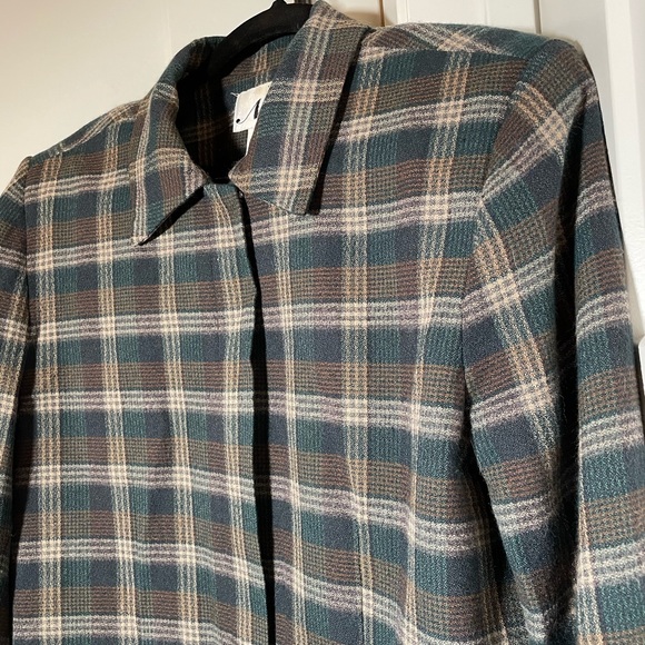 Vintage Green Plaid Wool Coat - Picture 2 of 9